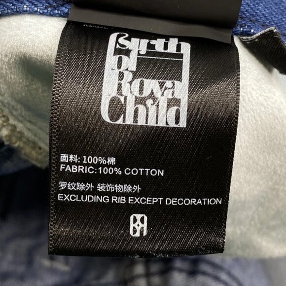 NEW BIRTH OF ROYAL CHILD Men’ Embossed Silver Washed Denim Straight Jeans Size L - Picture 4 of 11